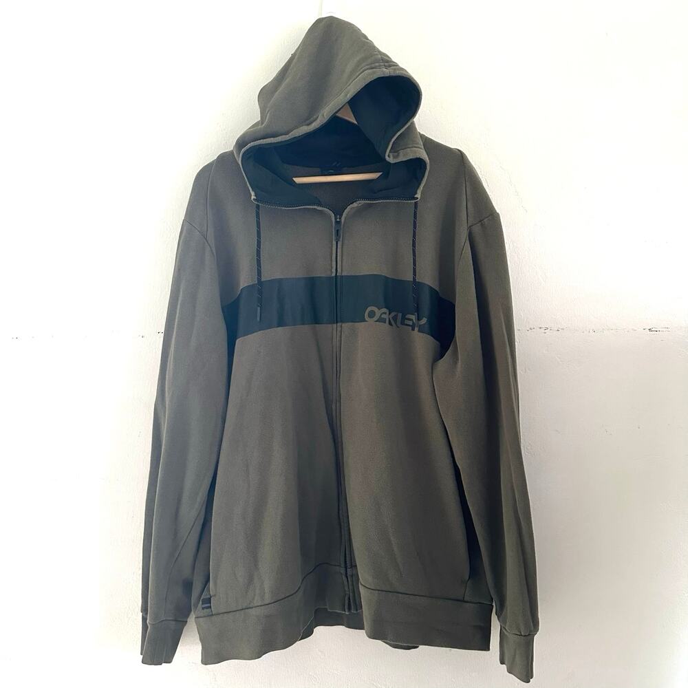 Oakley Men's‎ Full Zip Hoodie Sweater Olive Military Green Size XXL Regular Fit